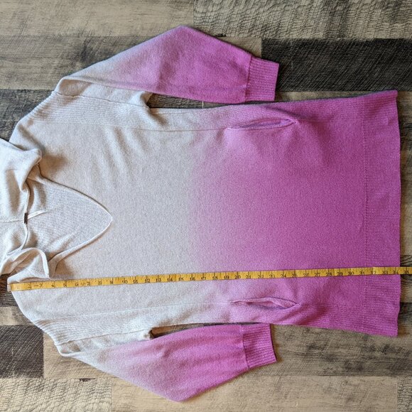 Free People Cashmere Sweater Dress Hoodie Tunic Pink Cream Ombre - Picture 5 of 7